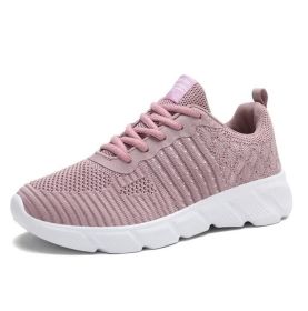 Mesh Lace Up Lightweight Shoes Sneakers (Color: pink, size: 9.5)