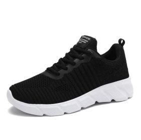 Mesh Lace Up Lightweight Shoes Sneakers (Color: black, size: 7)