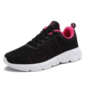 Mesh Lace Up Lightweight Shoes Sneakers (Color: Rose, size: 5)