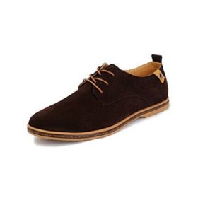 Men Casual Shoes Flats Suede Oxfords Leather Shoes Size 38-48 (Color: black, size: 10)