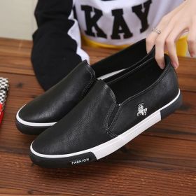 Casual Shoes Men Comfortable PU Leather Mens Loafers Handmade Design Flats Sneakers Men Slip on Lazy Driving Brand Men Shoes (Color: black, size: 44)