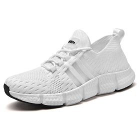 Mesh Lace Up Performance Walking Shoe Sneaker (Color: White, size: 9)