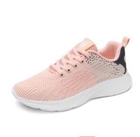 Mesh Sneakers Lace Up Front Walking Shoes (Color: pink, size: 6.5)