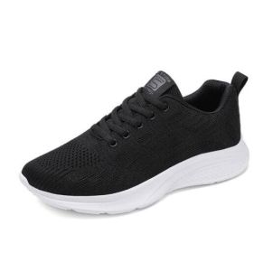 Mesh Sneakers Lace Up Front Walking Shoes (Color: black, size: 7.5)