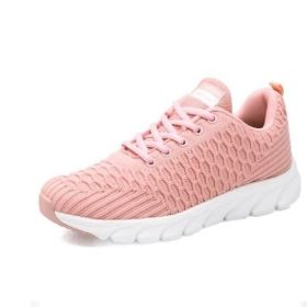 Lightweight Lace Up Sneakers Walking Tennis Shoes (Color: pink, size: 6.5)