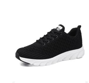 Lightweight Lace Up Sneakers Walking Tennis Shoes (Color: black, size: 6.5)