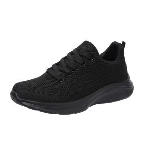 Mesh Lace up Sneakers Running Shoes (Color: black, size: 10)