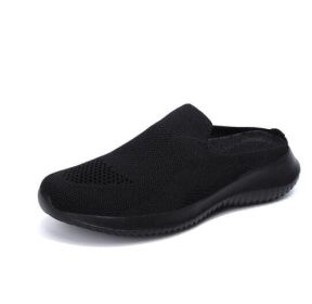 Slip on Loafers Lightweight Flat Knit Shoes (Color: black, size: 7)