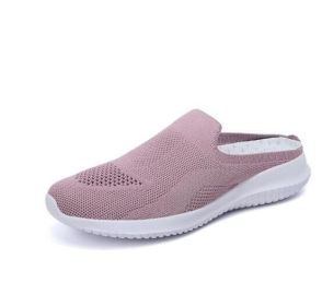 Slip on Loafers Lightweight Flat Knit Shoes (Color: pink, size: 8)