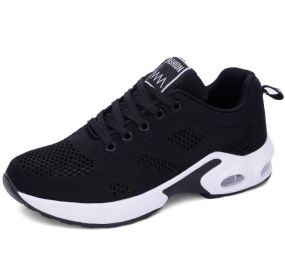 Athletic Mesh Breathable Sneakers Tennis Shoes (Color: black, size: 7)