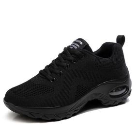 Wedge Shoes Breathable Mesh Sneakers (Color: black, size: 9)