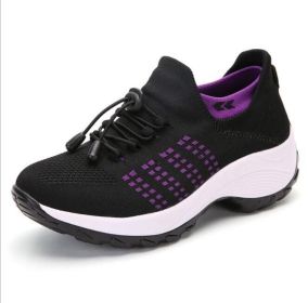 Women Walking Shoes Sock Sneakers (Color: Purple, size: US-9.5)