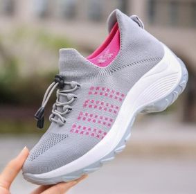 Women Walking Shoes Sock Sneakers (Color: Gray, size: US-9.5)