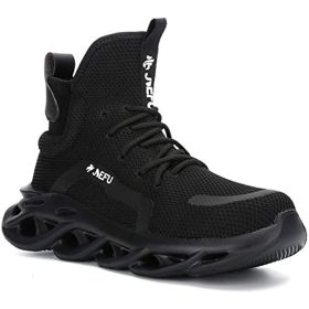 JIEFU Work Safety Boots Breathable Lightweight Reliable Durable Steel Toe Industrial Construction Shoes (Color: black, size: 12 Men)
