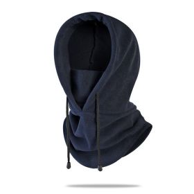 W18 Men's hats Outdoor Riding Hoods Windproof Caps Cold-Proof Ski Caps Fieece Caps Warm Bibs One-Piece Autumn and Winter Hats (Color: Navy, size: One Size)