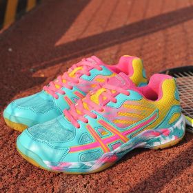 New Professional Badminton Shoes Men Women Size Plus 36-45 Tennis Shoes Ladies Luxury Baminton Sneakers Kids Tennis Sneakers (Color: Green, size: 38)