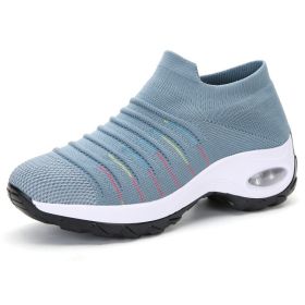 Women's Sock Sneakers Mesh Slip On Air Cushion Walking Shoes (Color: Blue, size: 6)