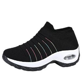 Women's Sock Sneakers Mesh Slip On Air Cushion Walking Shoes (Color: black, size: 5)
