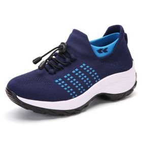 Women Walking Shoes Sock Sneakers (Color: Blue, size: 6)