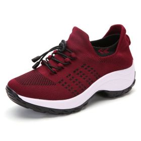 Women Walking Shoes Sock Sneakers (Color: Red, size: 6.5)